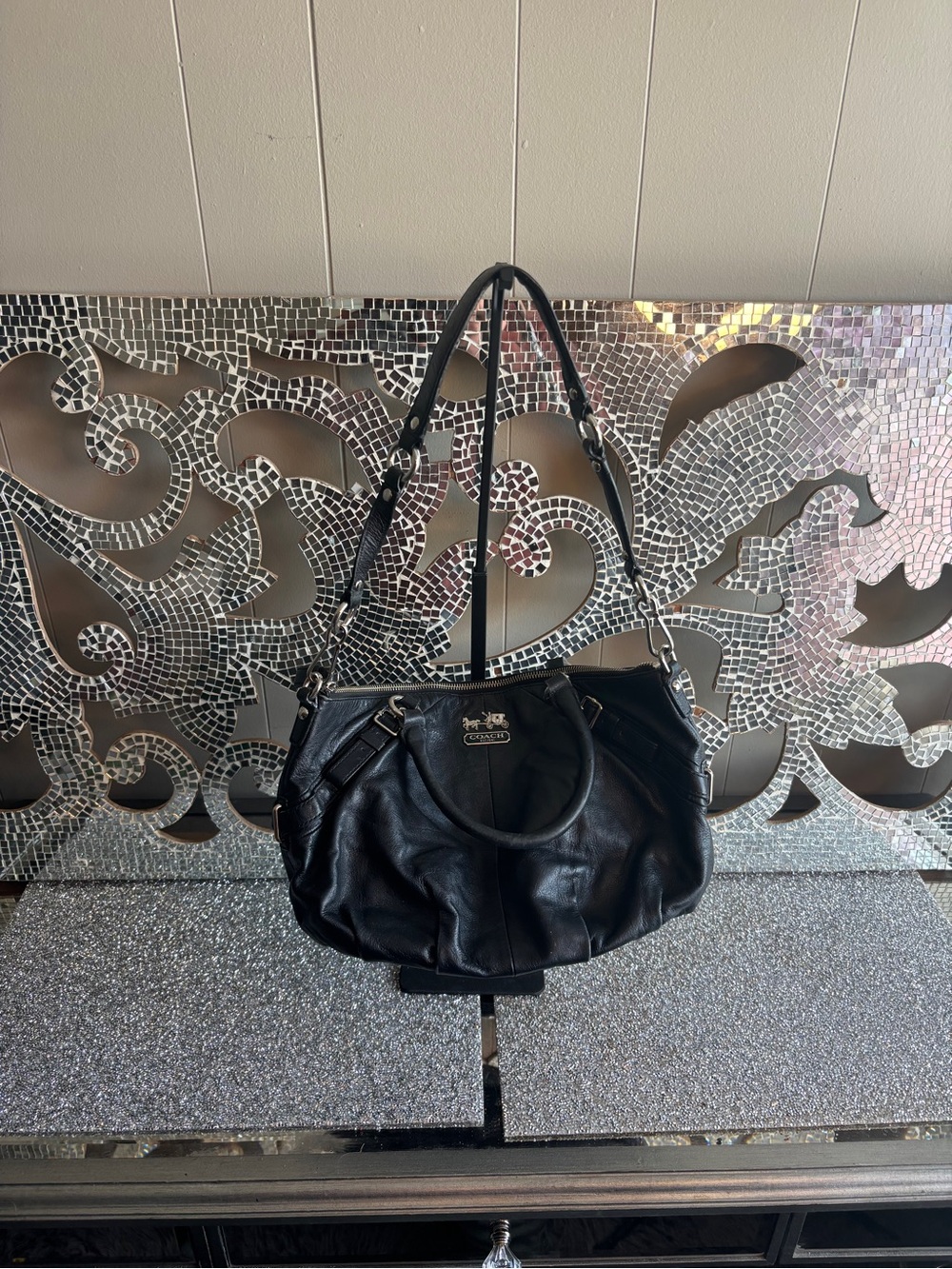 💕Coach Black Leather Shoulder Bag